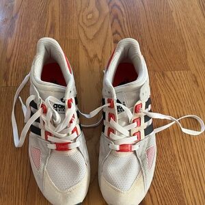 Adidas White and Black Sneakers with Red Details - barely used .